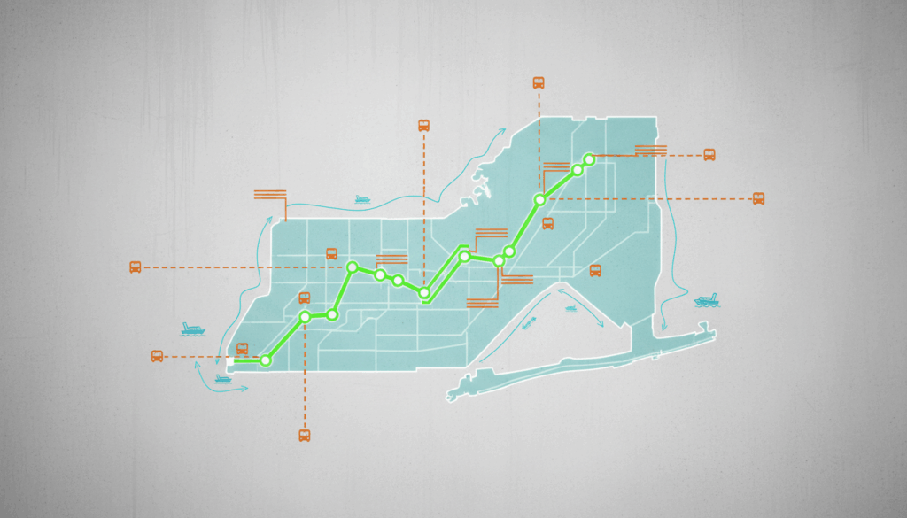 Map of Brooklyn to Queens G train and bus transit routes