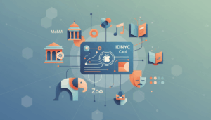 idnyc-benefits-collage - HelpNewYork.com IDNYC card surrounded by logos of participating museums