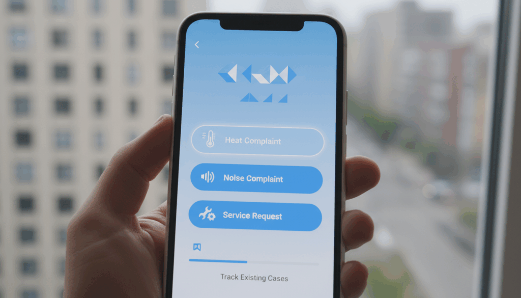 NYC 311 mobile app interface for filing heat complaints