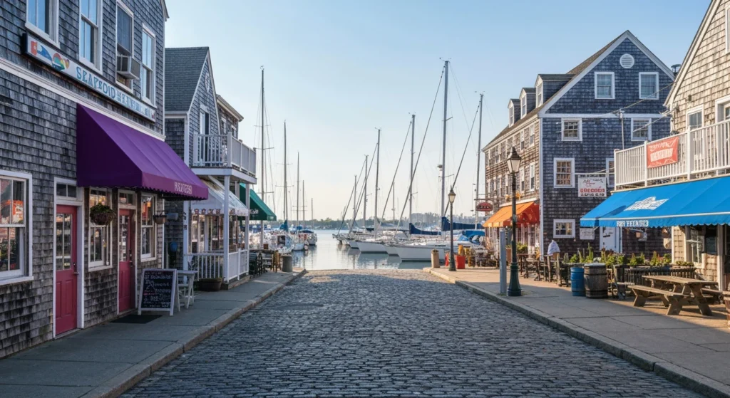 City Island waterfront in the Bronx with sailboats and seafood restaurants