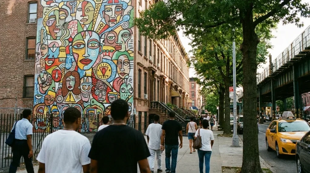 Bronx neighborhood street art editorial — vibrant borough character photography