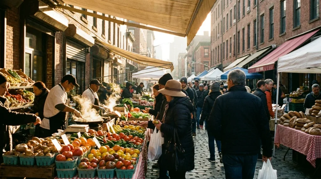 NYC food market and dining editorial — New York neighborhood food scene