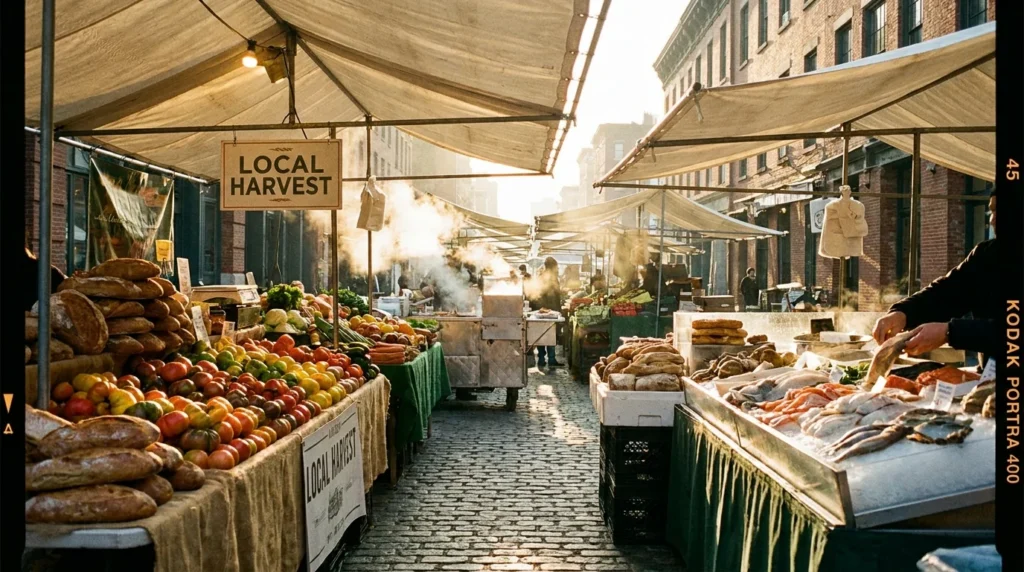 NYC food market and dining editorial — New York neighborhood food scene