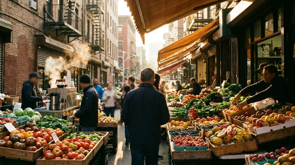 NYC food market and dining editorial — New York neighborhood food scene