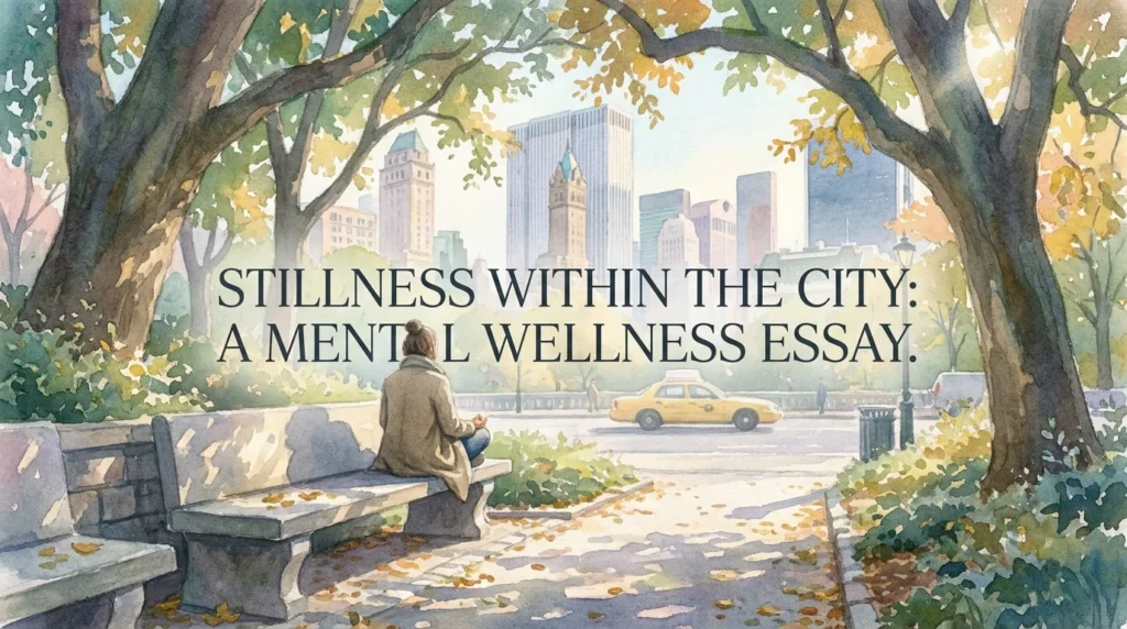 NYC parks and wellness outdoor editorial — morning light in a city park