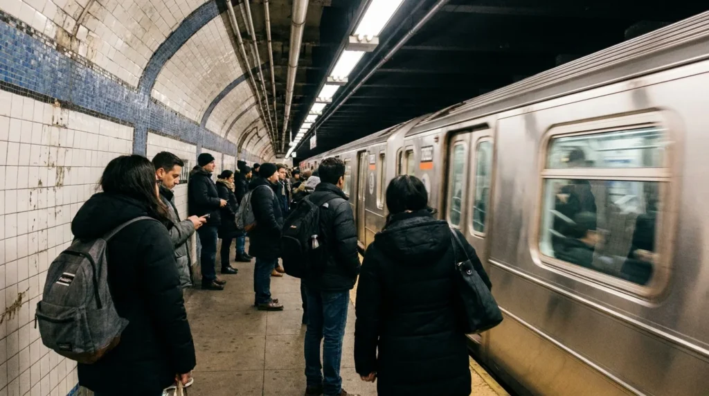 New York City subway commuters transit