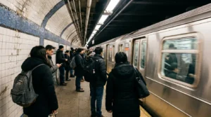 New York City subway commuters transit